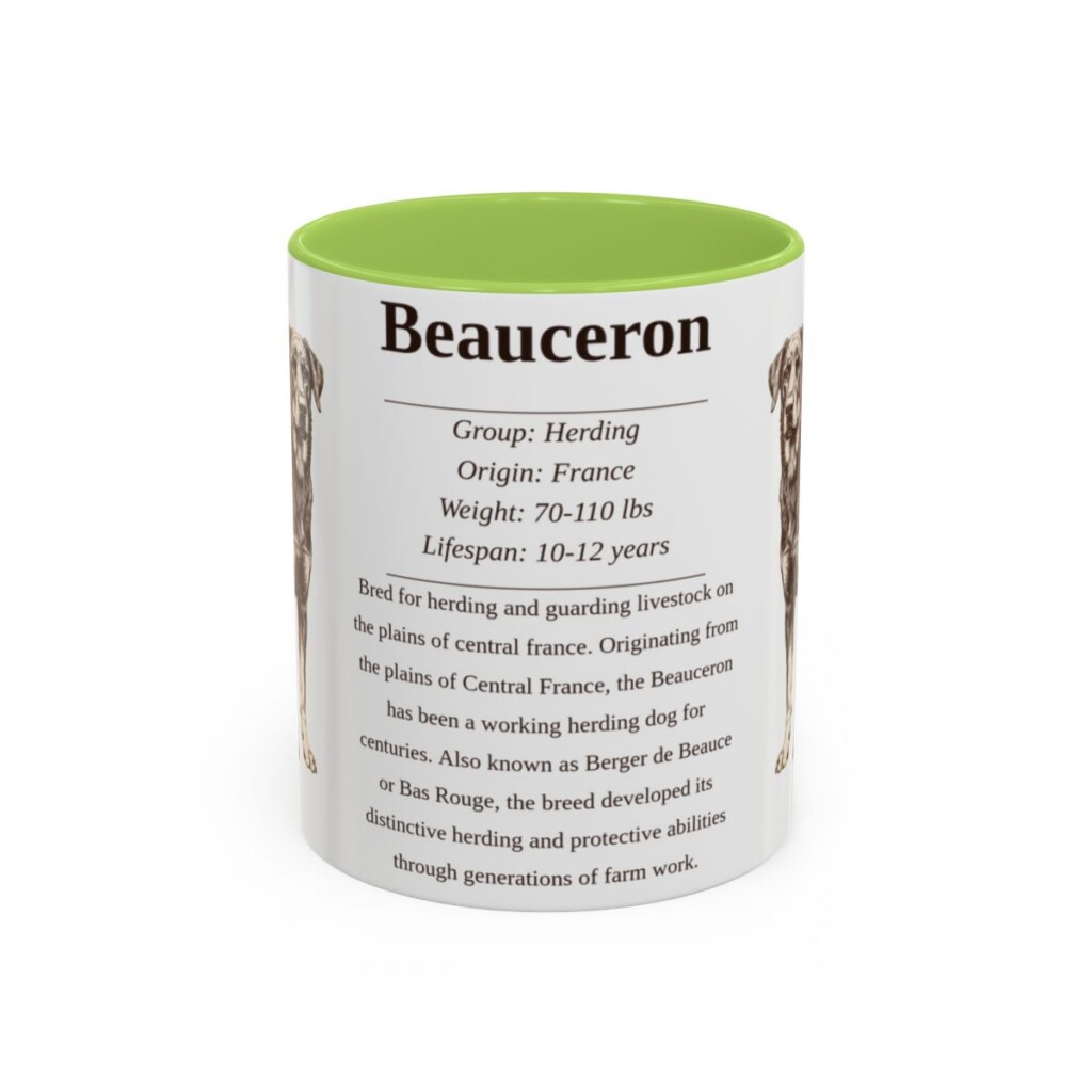 11oz Beauceron Mug, Illustrated Dog Breed Facts Coffee Mug, Vintage Dog Keepsake Gift