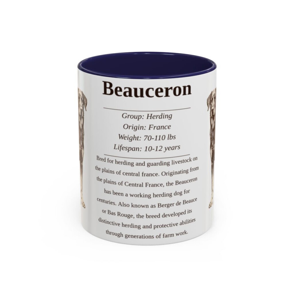 11oz Beauceron Mug, Illustrated Dog Breed Facts Coffee Mug, Vintage Dog Keepsake Gift