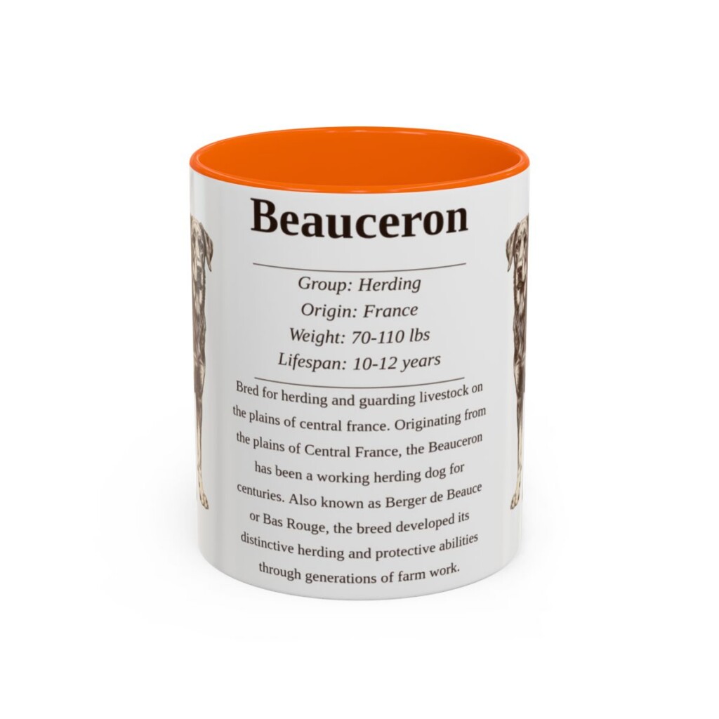 11oz Beauceron Mug, Illustrated Dog Breed Facts Coffee Mug, Vintage Dog Keepsake Gift
