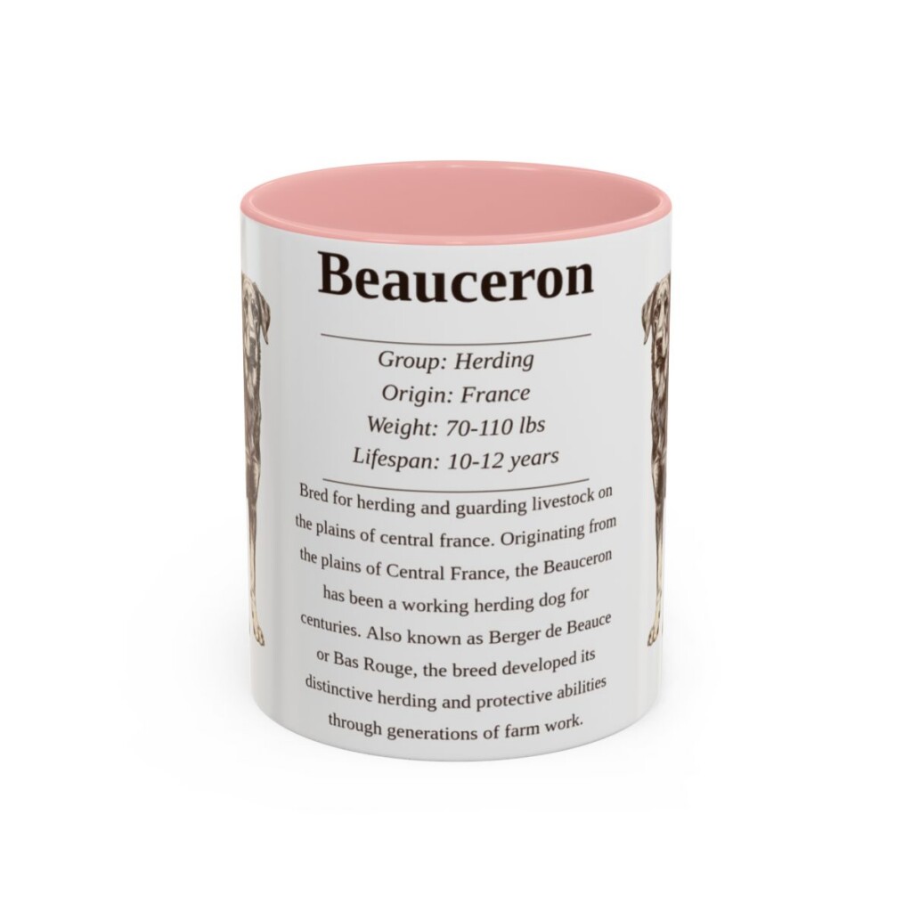 11oz Beauceron Mug, Illustrated Dog Breed Facts Coffee Mug, Vintage Dog Keepsake Gift