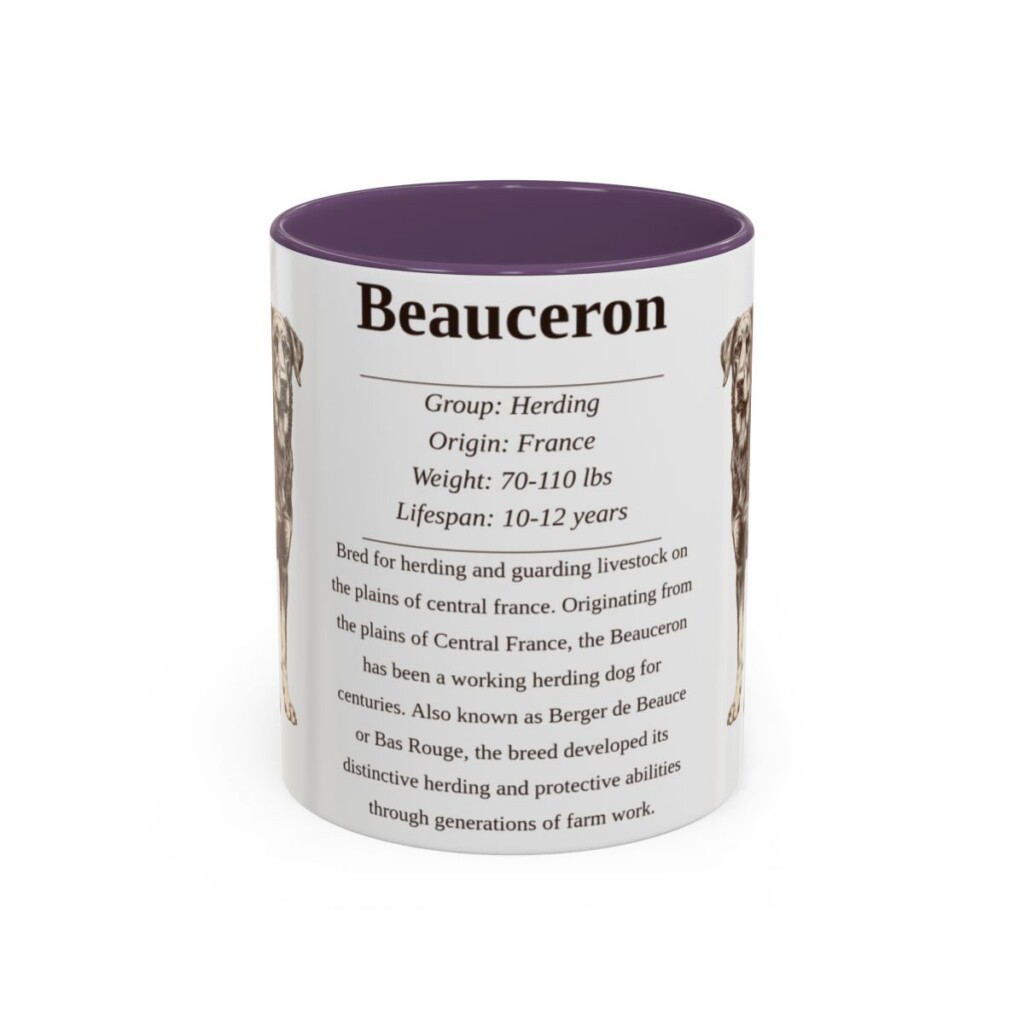 11oz Beauceron Mug, Illustrated Dog Breed Facts Coffee Mug, Vintage Dog Keepsake Gift