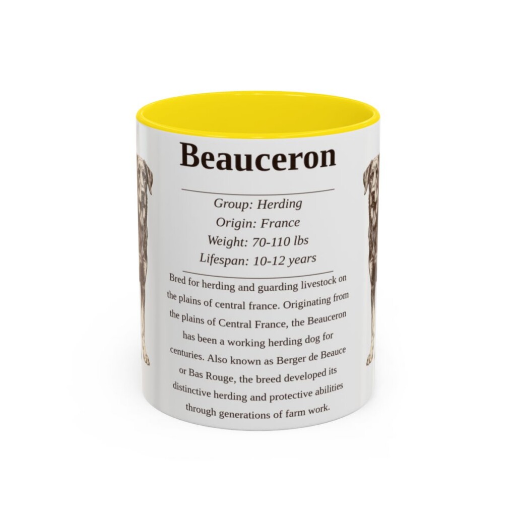 11oz Beauceron Mug, Illustrated Dog Breed Facts Coffee Mug, Vintage Dog Keepsake Gift