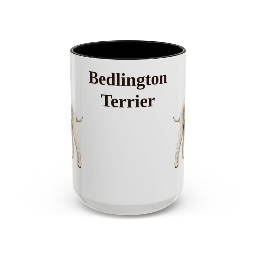 15oz Bedlington Terrier Mug, Vintage Dog Portrait Coffee Mug, Dog Lover Gift