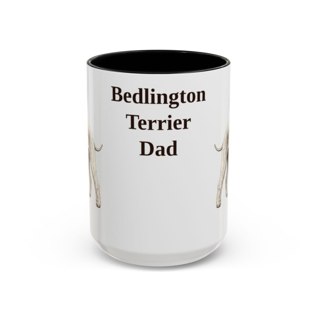 15oz Bedlington Terrier Dog Dad Mug, Vintage Sketch Coffee Mug, Dog Dad Gift