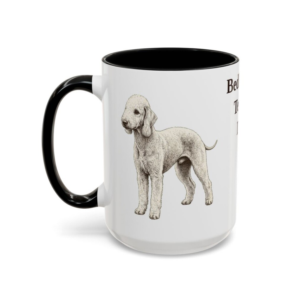 15oz Bedlington Terrier Dog Dad Mug, Vintage Sketch Coffee Mug, Dog Dad Gift