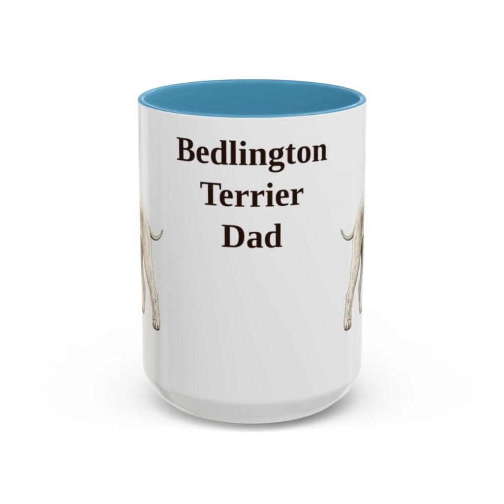 15oz Bedlington Terrier Dog Dad Mug, Vintage Sketch Coffee Mug, Dog Dad Gift