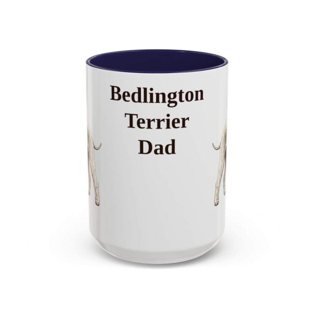 15oz Bedlington Terrier Dog Dad Mug, Vintage Sketch Coffee Mug, Dog Dad Gift