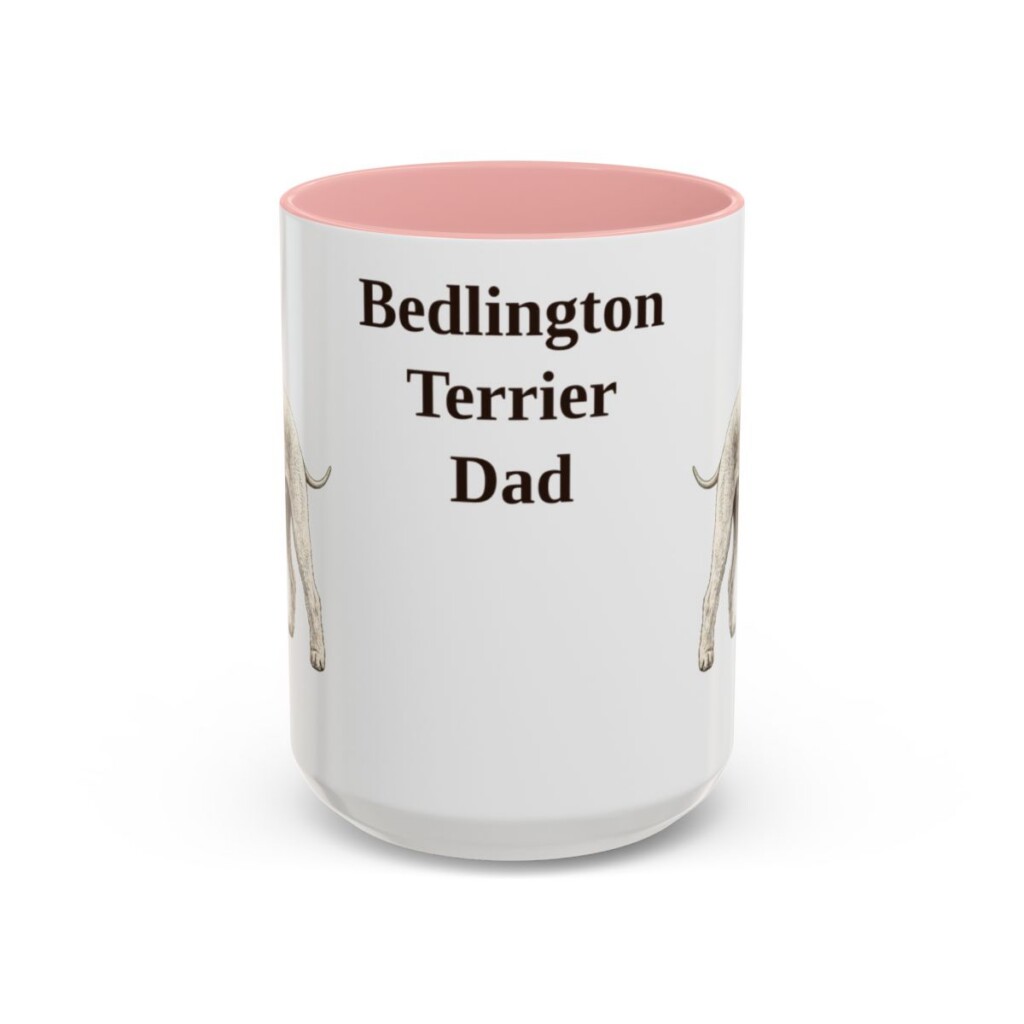 15oz Bedlington Terrier Dog Dad Mug, Vintage Sketch Coffee Mug, Dog Dad Gift