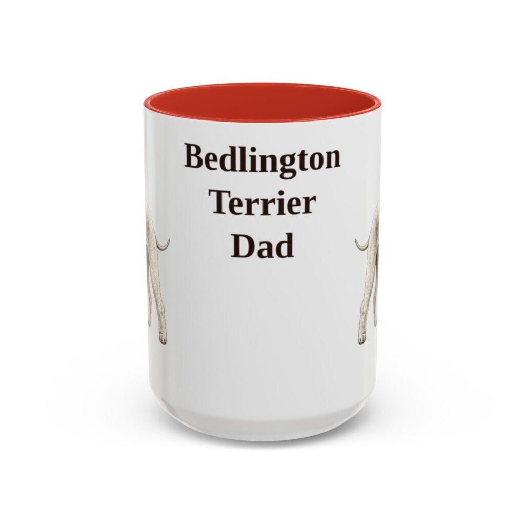 15oz Bedlington Terrier Dog Dad Mug, Vintage Sketch Coffee Mug, Dog Dad Gift