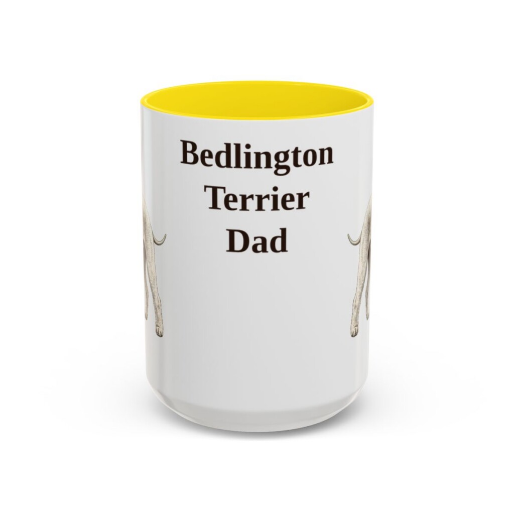 15oz Bedlington Terrier Dog Dad Mug, Vintage Sketch Coffee Mug, Dog Dad Gift