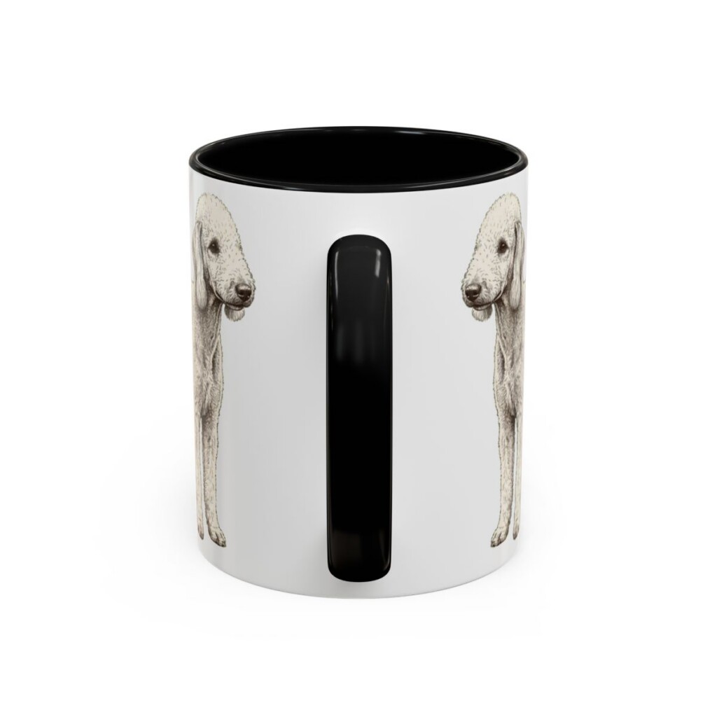 bedlington-terrier-mug-humor-black-back-1 11oz Funny Bedlington Terrier Mug, Looks Like Lamb, Fights Like Lion, Vintage Dog Coffee Mug, Dog Lover Gift