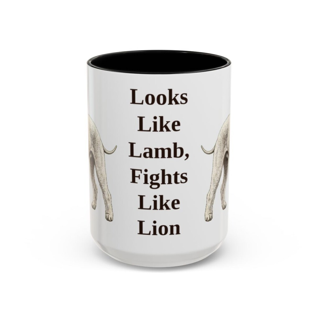 15oz Funny Bedlington Terrier Mug, Looks Like Lamb, Fights Like Lion, Vintage Dog Coffee Mug, Dog Lover Gift