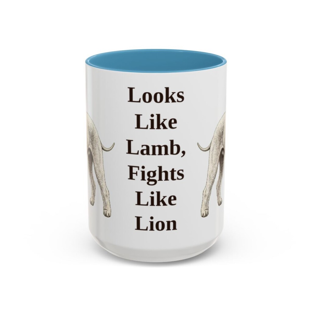 15oz Funny Bedlington Terrier Mug, Looks Like Lamb, Fights Like Lion, Vintage Dog Coffee Mug, Dog Lover Gift