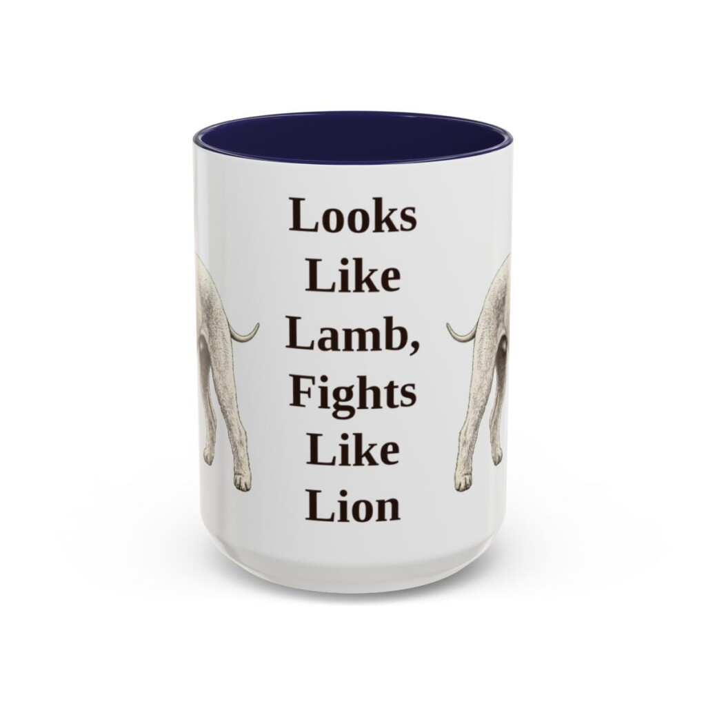 15oz Funny Bedlington Terrier Mug, Looks Like Lamb, Fights Like Lion, Vintage Dog Coffee Mug, Dog Lover Gift