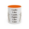 bedlington-terrier-mug-humor-orange-1 11oz Funny Bedlington Terrier Mug, Looks Like Lamb, Fights Like Lion, Vintage Dog Coffee Mug, Dog Lover Gift