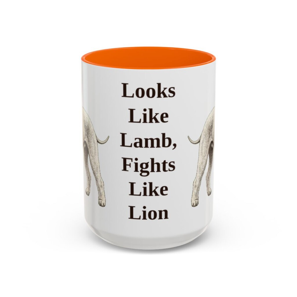 15oz Funny Bedlington Terrier Mug, Looks Like Lamb, Fights Like Lion, Vintage Dog Coffee Mug, Dog Lover Gift
