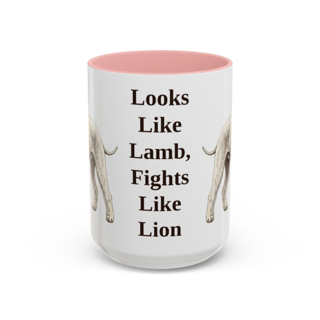 15oz Funny Bedlington Terrier Mug, Looks Like Lamb, Fights Like Lion, Vintage Dog Coffee Mug, Dog Lover Gift