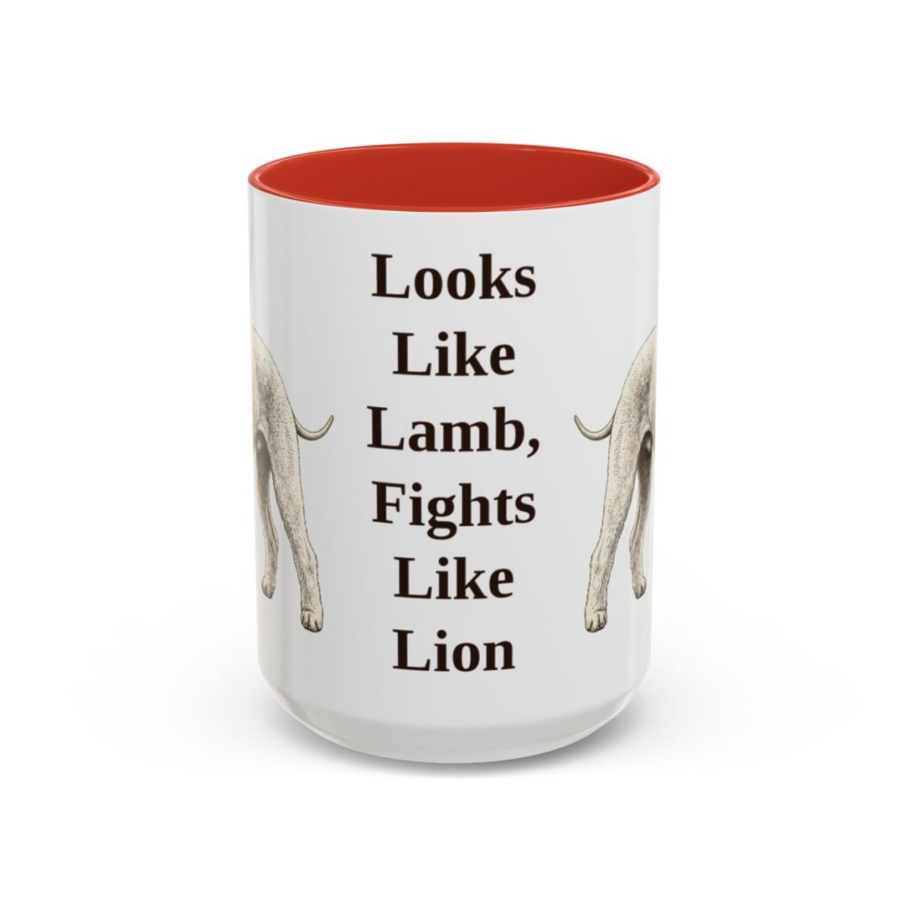 15oz Funny Bedlington Terrier Mug, Looks Like Lamb, Fights Like Lion, Vintage Dog Coffee Mug, Dog Lover Gift