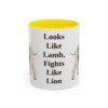 bedlington-terrier-mug-humor-yellow-1 11oz Funny Bedlington Terrier Mug, Looks Like Lamb, Fights Like Lion, Vintage Dog Coffee Mug, Dog Lover Gift