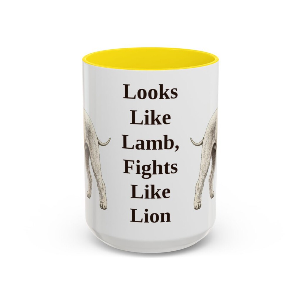 15oz Funny Bedlington Terrier Mug, Looks Like Lamb, Fights Like Lion, Vintage Dog Coffee Mug, Dog Lover Gift