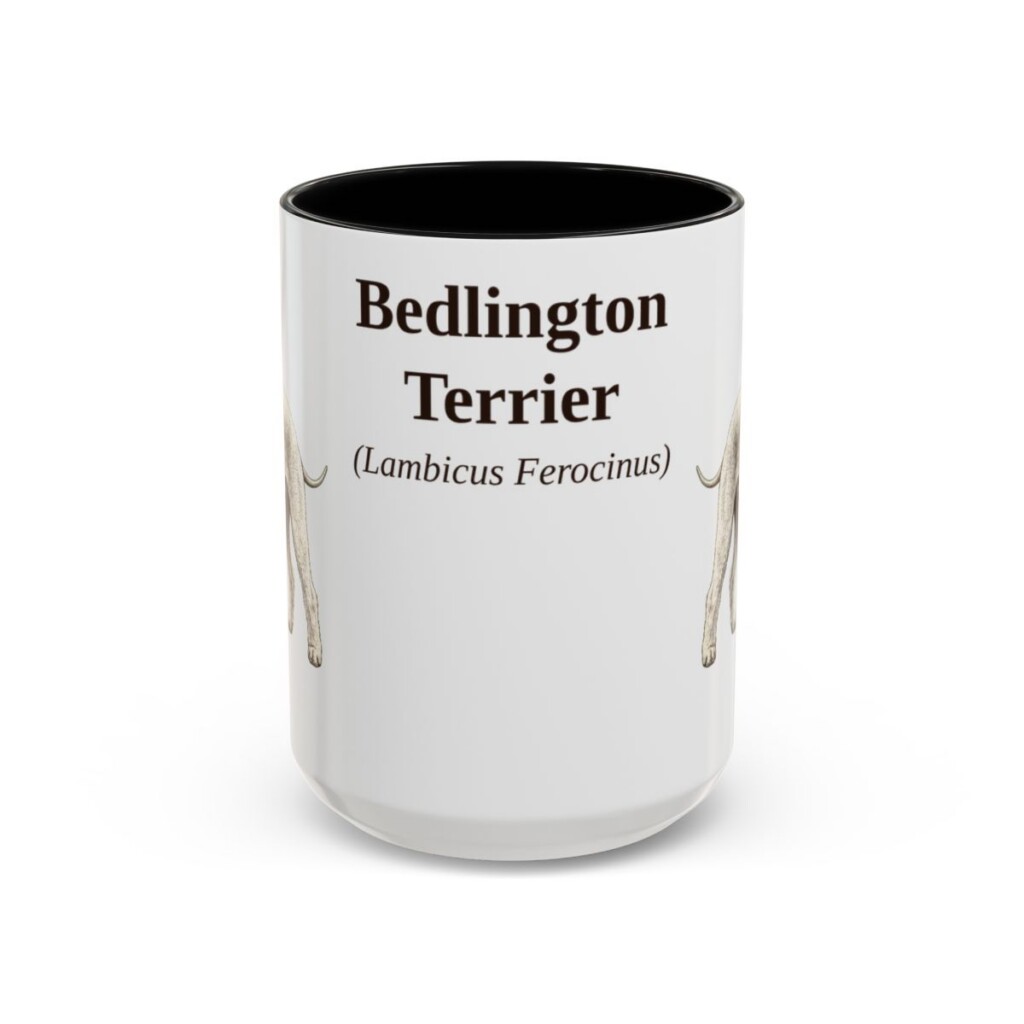 bedlington-terrier-mug-latin-black-front-3 15oz Bedlington Terrier Latin Mug, Bedlington Terrier, Vintage Dog Coffee Mug, Dog Lover Gift