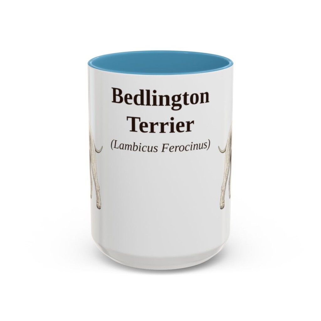 bedlington-terrier-mug-latin-light-blue-3 15oz Bedlington Terrier Latin Mug, Bedlington Terrier, Vintage Dog Coffee Mug, Dog Lover Gift