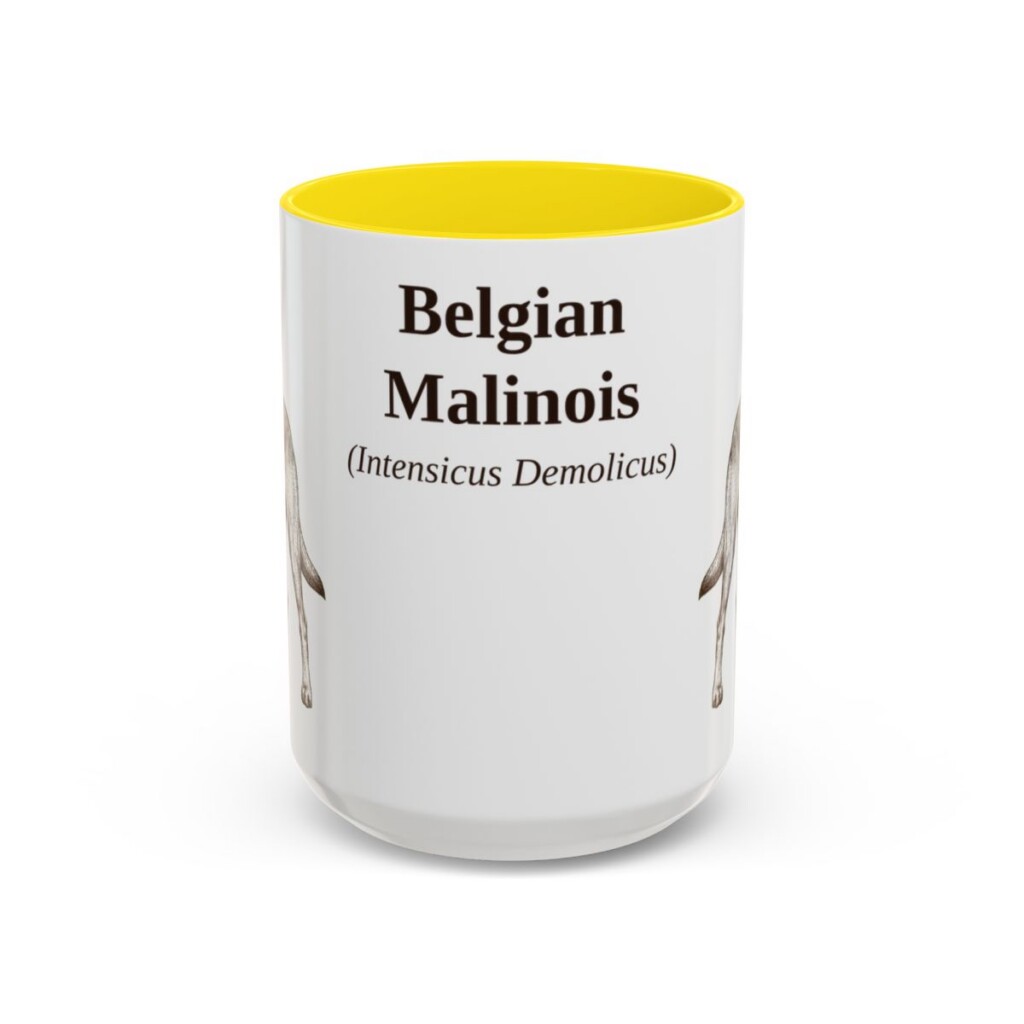 belgian-malinois-mug-latin-yellow-3 15oz Belgian Malinois Latin Mug, Belgian Malinois, Vintage Dog Coffee Mug, Dog Lover Gift