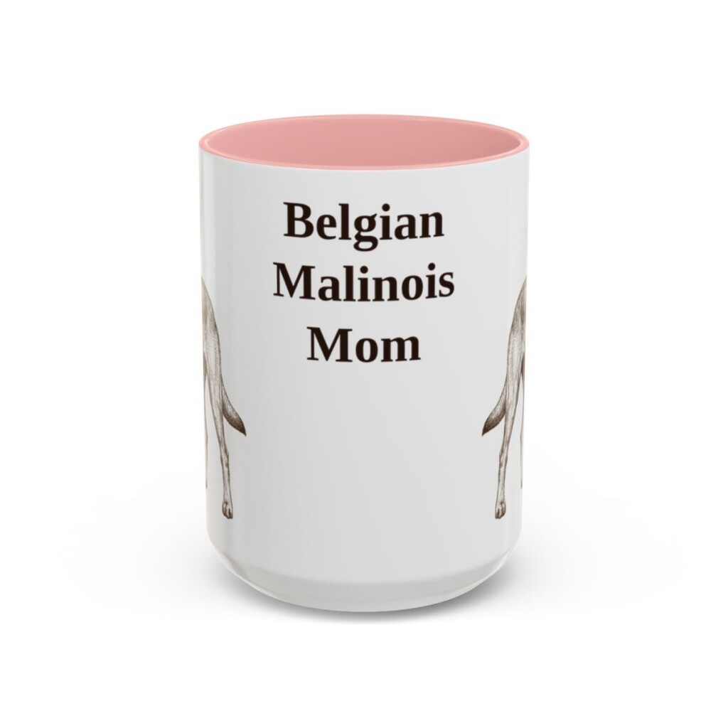 belgian-malinois-mug-mom-pink-3 15oz Belgian Malinois Dog Mom Mug, Vintage Sketch Coffee Mug, Dog Mom Gift