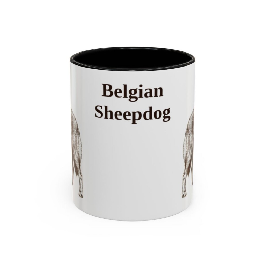 11oz Belgian Sheepdog Mug, Vintage Dog Portrait Coffee Mug, Dog Lover Gift