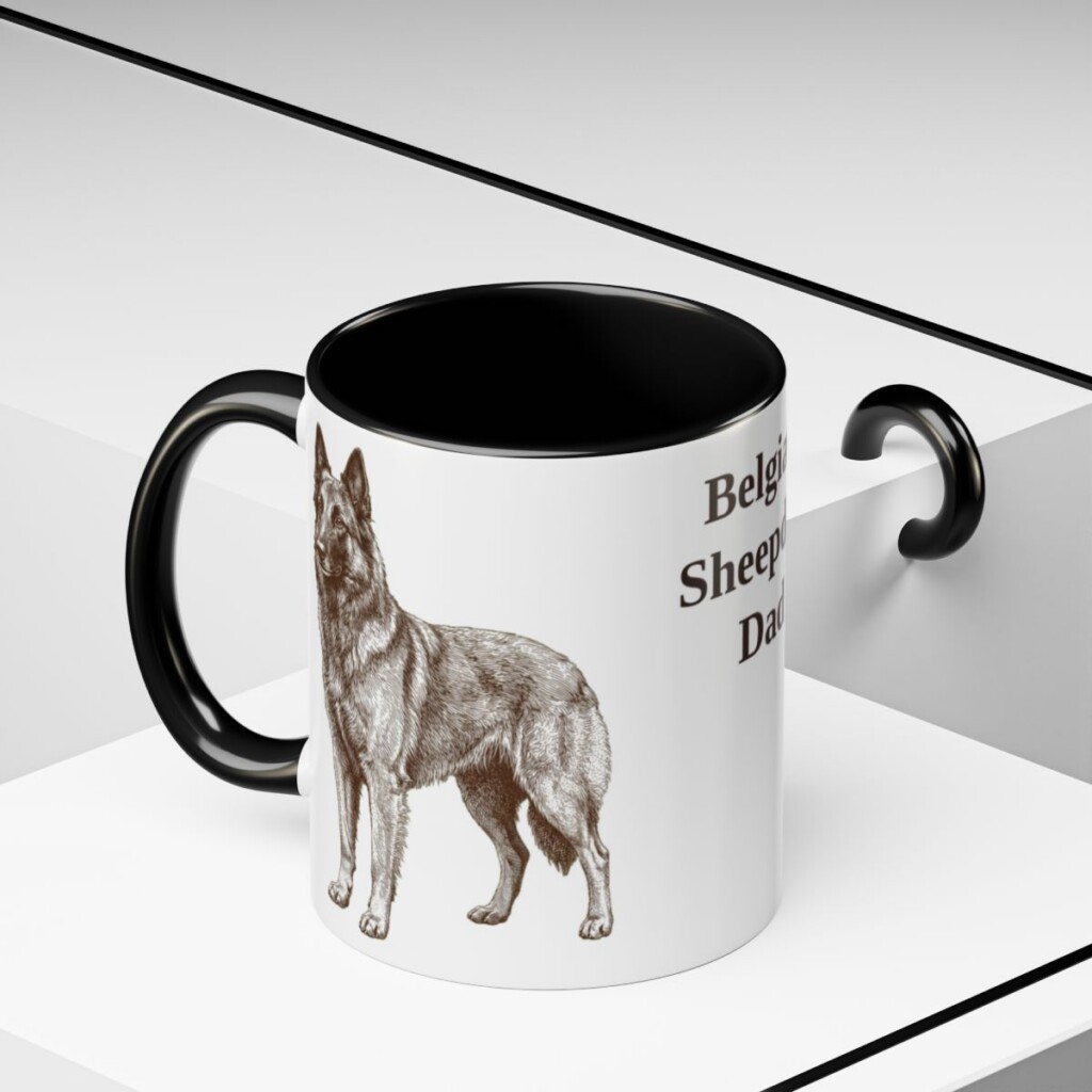 11oz Belgian Sheepdog Dog Dad Mug, Vintage Sketch Coffee Mug, Dog Dad Gift