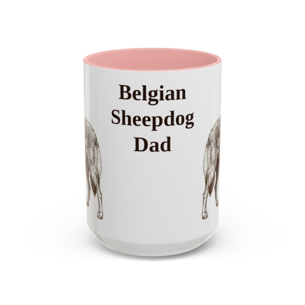 belgian-sheepdog-mug-dad-pink-3 15oz Belgian Sheepdog Dog Dad Mug, Vintage Sketch Coffee Mug, Dog Dad Gift