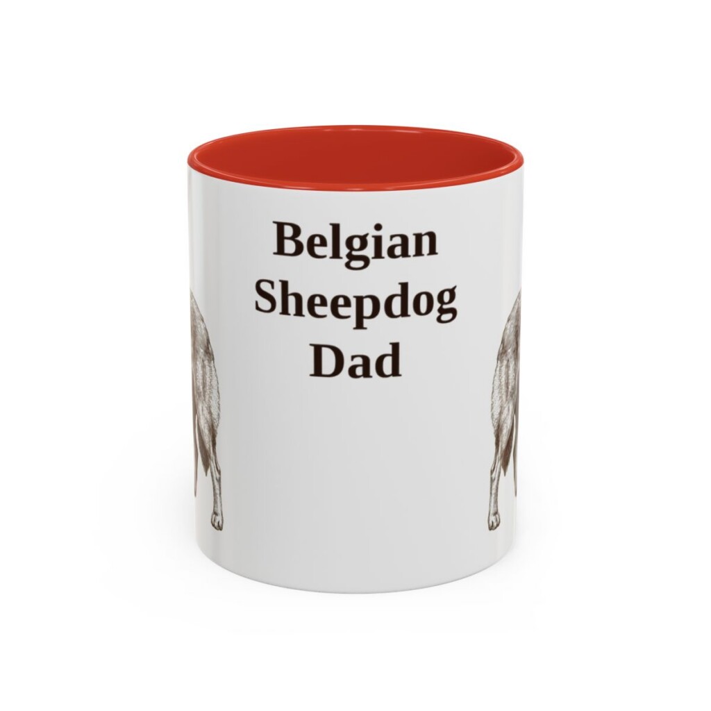 11oz Belgian Sheepdog Dog Dad Mug, Vintage Sketch Coffee Mug, Dog Dad Gift