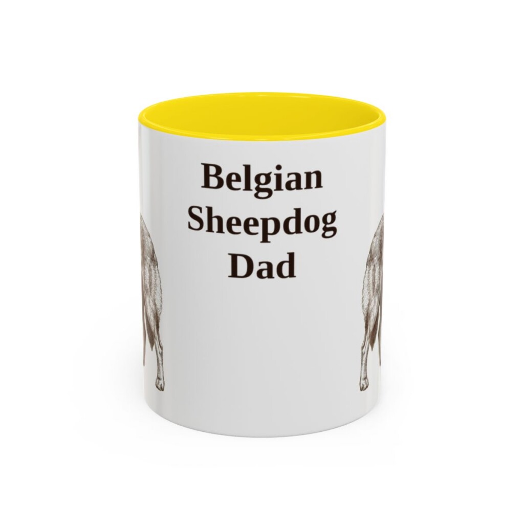 11oz Belgian Sheepdog Dog Dad Mug, Vintage Sketch Coffee Mug, Dog Dad Gift