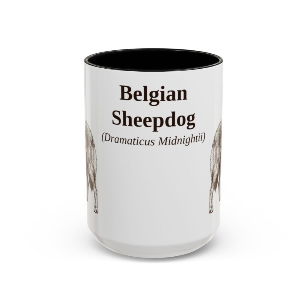15oz Belgian Sheepdog Latin Mug, Belgian Sheepdog, Vintage Dog Coffee Mug, Dog Lover Gift