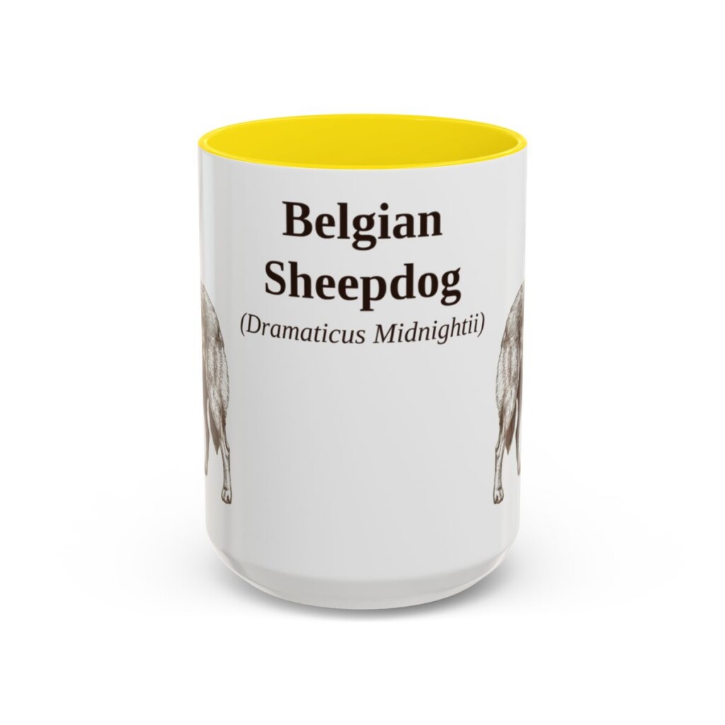 15oz Belgian Sheepdog Latin Mug, Belgian Sheepdog, Vintage Dog Coffee Mug, Dog Lover Gift