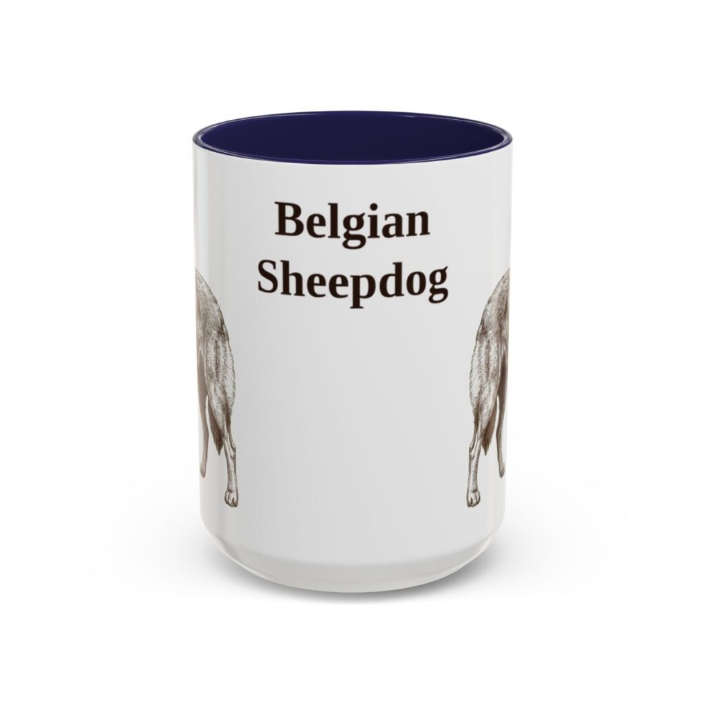 belgian-sheepdog-mug-navy-1 15oz Belgian Sheepdog Mug, Vintage Dog Portrait Coffee Mug, Dog Lover Gift
