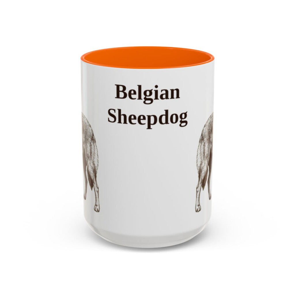 belgian-sheepdog-mug-orange-1 15oz Belgian Sheepdog Mug, Vintage Dog Portrait Coffee Mug, Dog Lover Gift