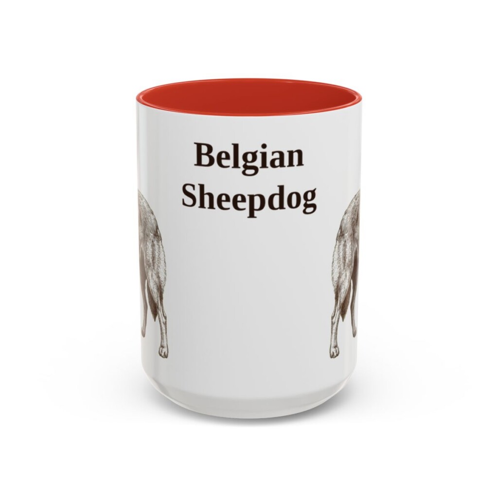 belgian-sheepdog-mug-red-1 15oz Belgian Sheepdog Mug, Vintage Dog Portrait Coffee Mug, Dog Lover Gift
