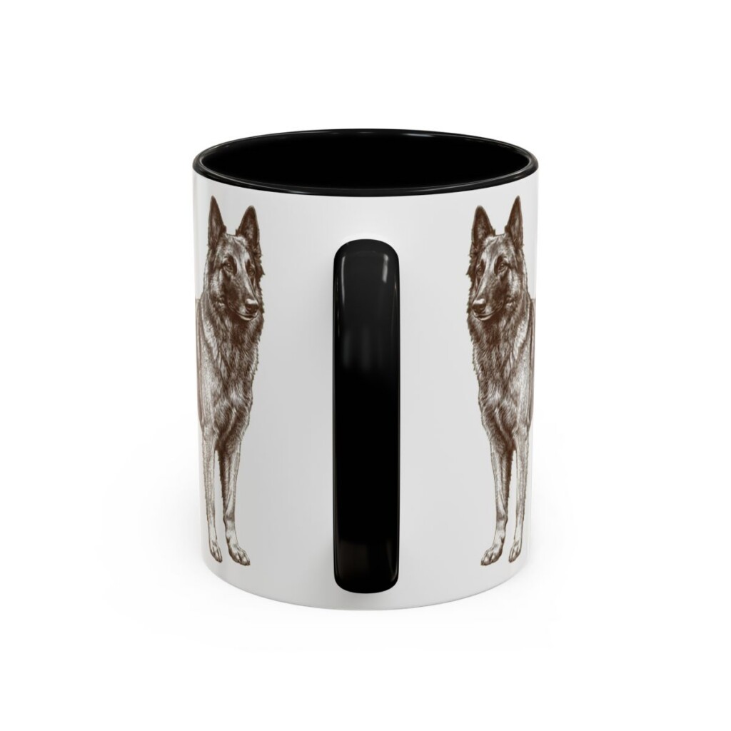 11oz Belgian Sheepdog Mug, Illustrated Dog Breed Facts Coffee Mug, Vintage Dog Keepsake Gift