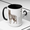 15oz Belgian Sheepdog Mug, Illustrated Dog Breed Facts Coffee Mug, Vintage Dog Keepsake Gift
