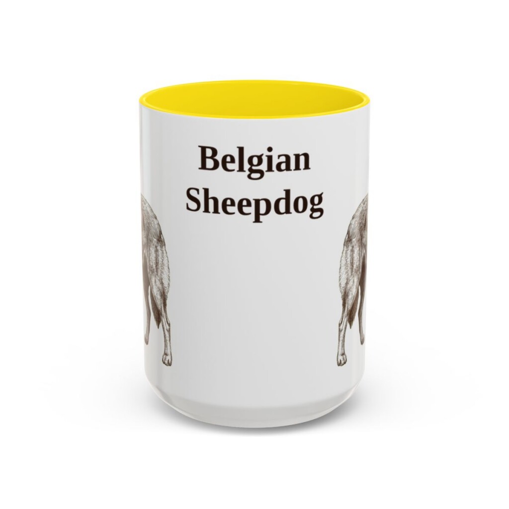 belgian-sheepdog-mug-yellow-1 15oz Belgian Sheepdog Mug, Vintage Dog Portrait Coffee Mug, Dog Lover Gift