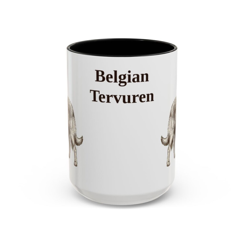 15oz Belgian Tervuren Mug, Vintage Dog Portrait Coffee Mug, Dog Lover Gift