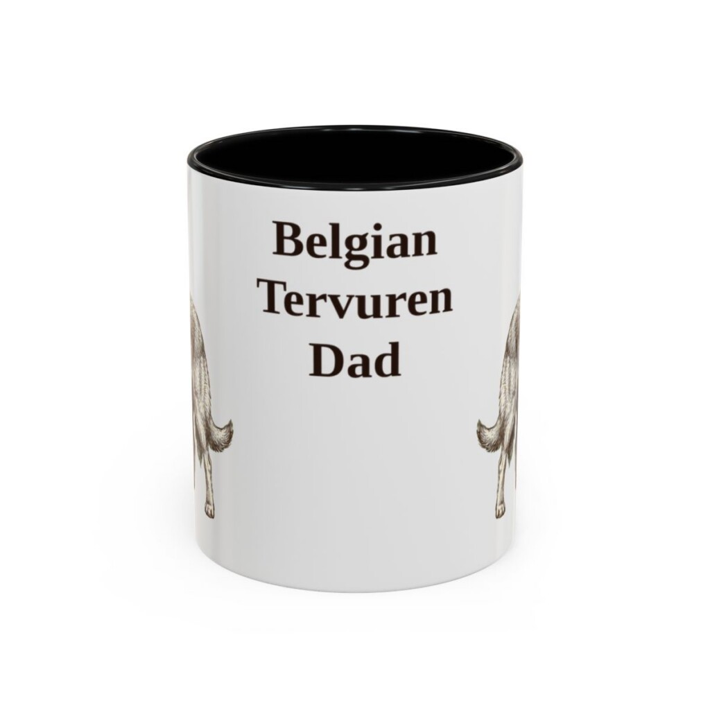 11oz Belgian Tervuren Dog Dad Mug, Vintage Sketch Coffee Mug, Dog Dad Gift