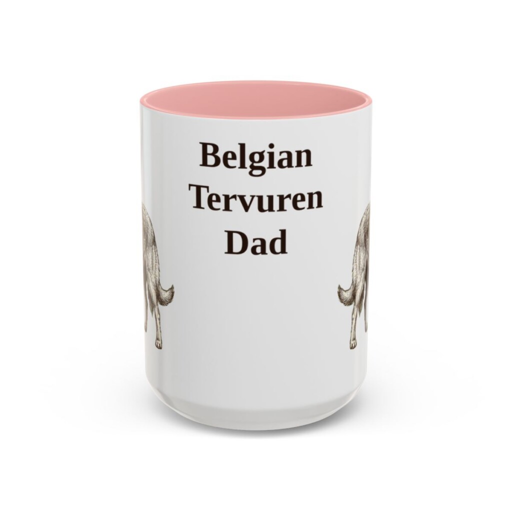 belgian-tervuren-mug-dad-pink-3 15oz Belgian Tervuren Dog Dad Mug, Vintage Sketch Coffee Mug, Dog Dad Gift