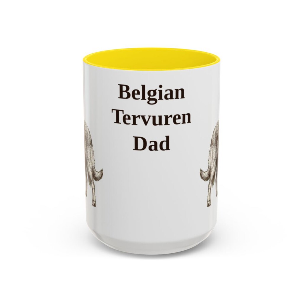 belgian-tervuren-mug-dad-yellow-3 15oz Belgian Tervuren Dog Dad Mug, Vintage Sketch Coffee Mug, Dog Dad Gift