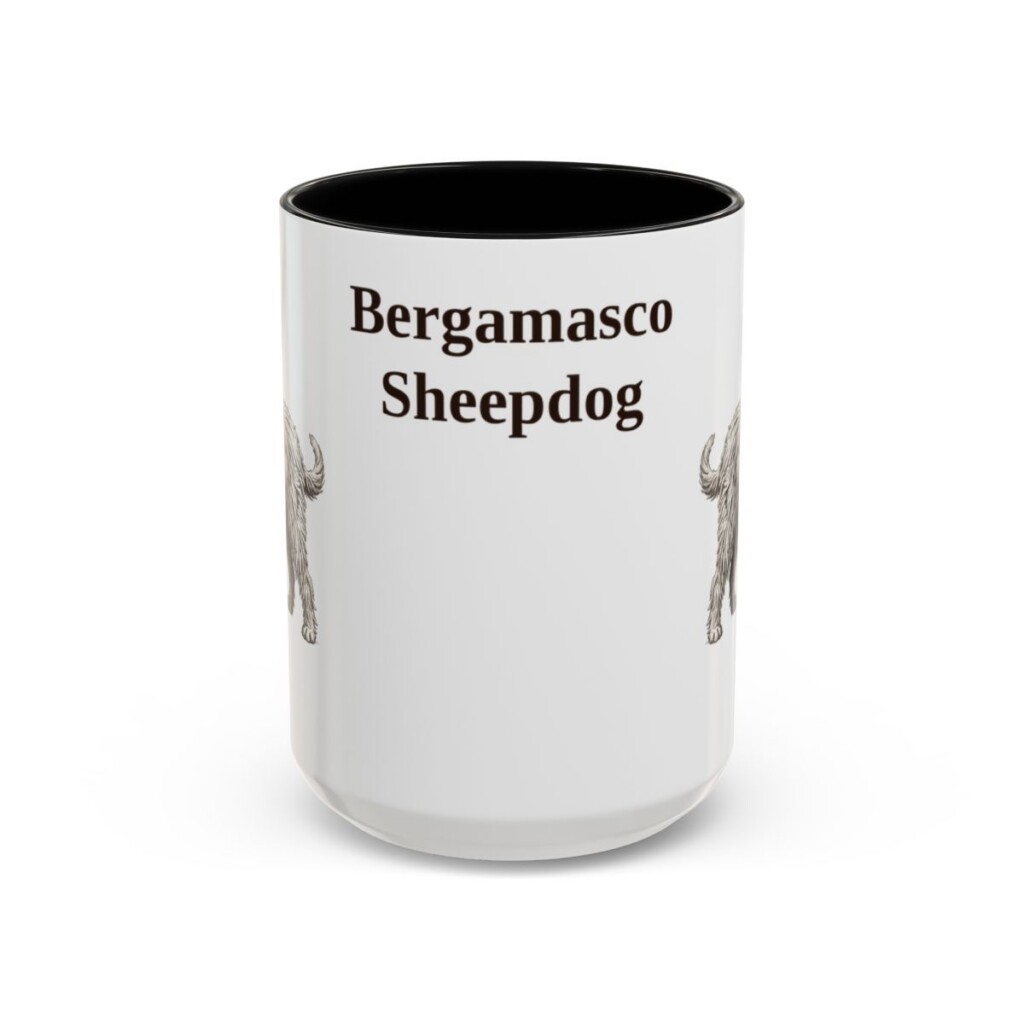 15oz Bergamasco Sheepdog Mug, Vintage Dog Portrait Coffee Mug, Dog Lover Gift