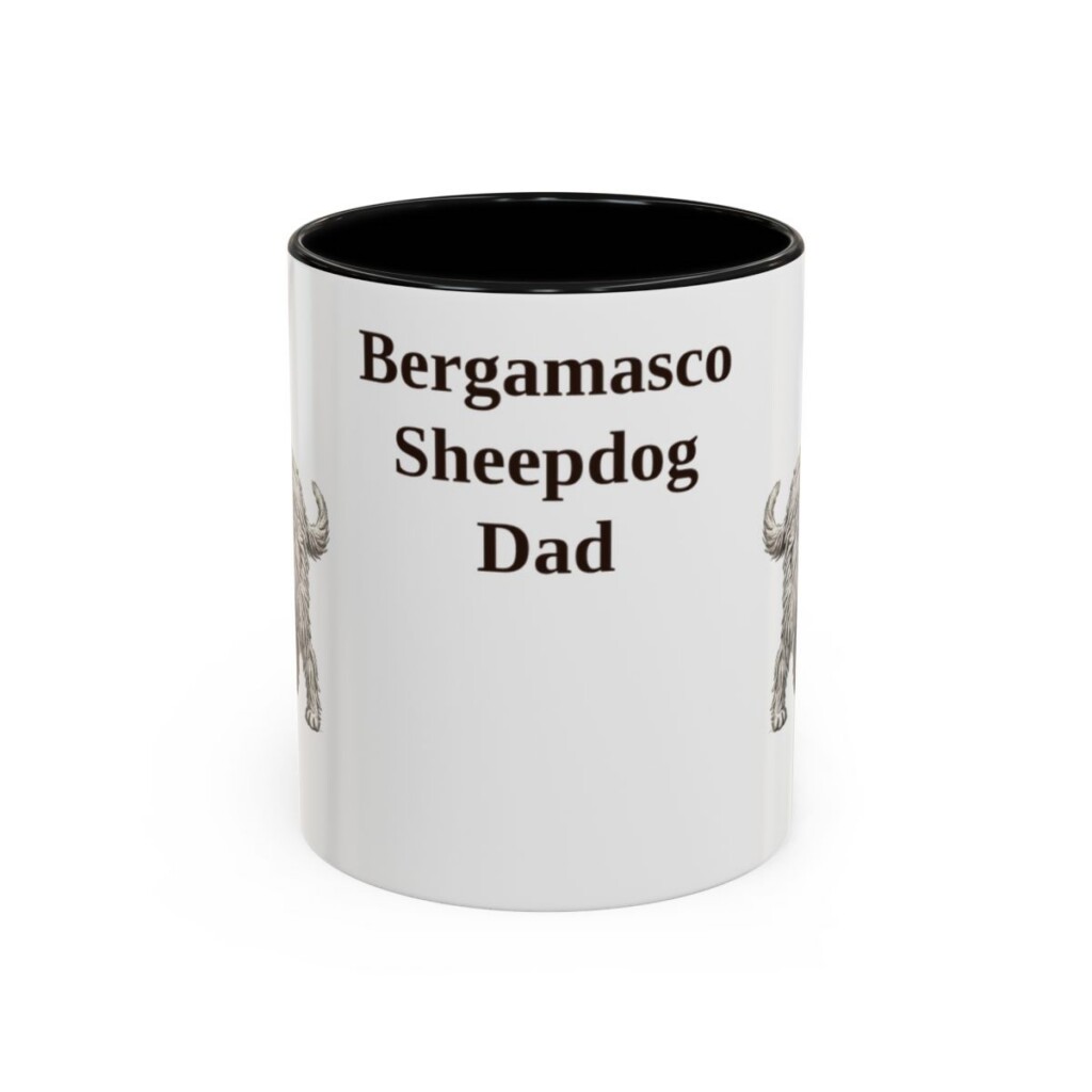 bergamasco-sheepdog-mug-dad-black-front-1 11oz Bergamasco Sheepdog Dog Dad Mug, Vintage Sketch Coffee Mug, Dog Dad Gift