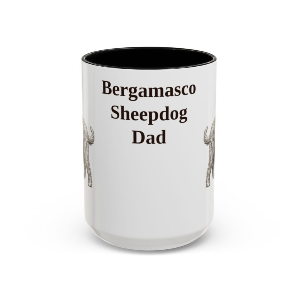 15oz Bergamasco Sheepdog Dog Dad Mug, Vintage Sketch Coffee Mug, Dog Dad Gift
