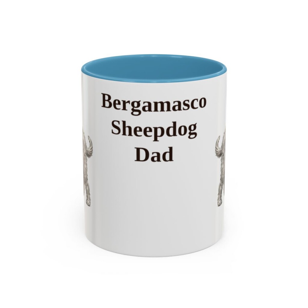 bergamasco-sheepdog-mug-dad-light-blue-1 11oz Bergamasco Sheepdog Dog Dad Mug, Vintage Sketch Coffee Mug, Dog Dad Gift
