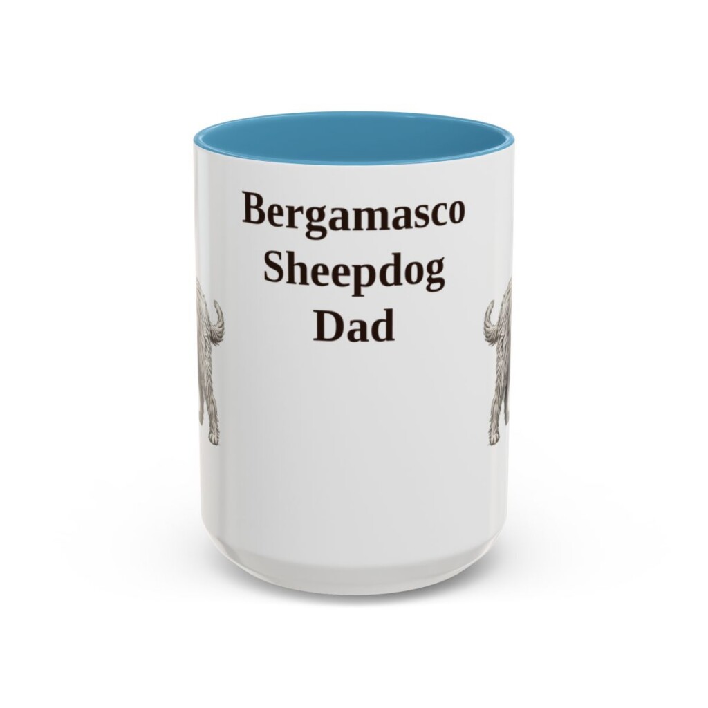 15oz Bergamasco Sheepdog Dog Dad Mug, Vintage Sketch Coffee Mug, Dog Dad Gift